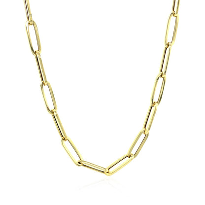 Cadena de eslabones ovalados gruesos de oro amarillo de 14K (4.2 mm)