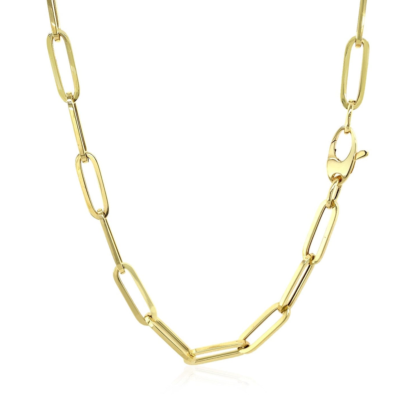 Cadena de eslabones ovalados gruesos de oro amarillo de 14K (4.2 mm)