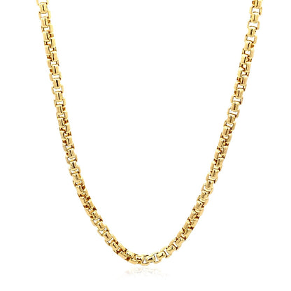 Cadena redonda de oro amarillo de 14k de 3,4 mm