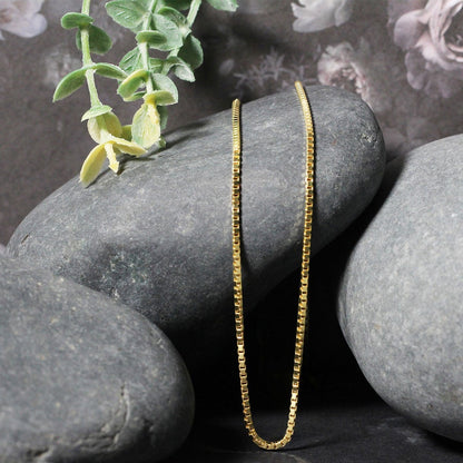 Cadena semi sólida de oro amarillo de 14k de 1,6mm