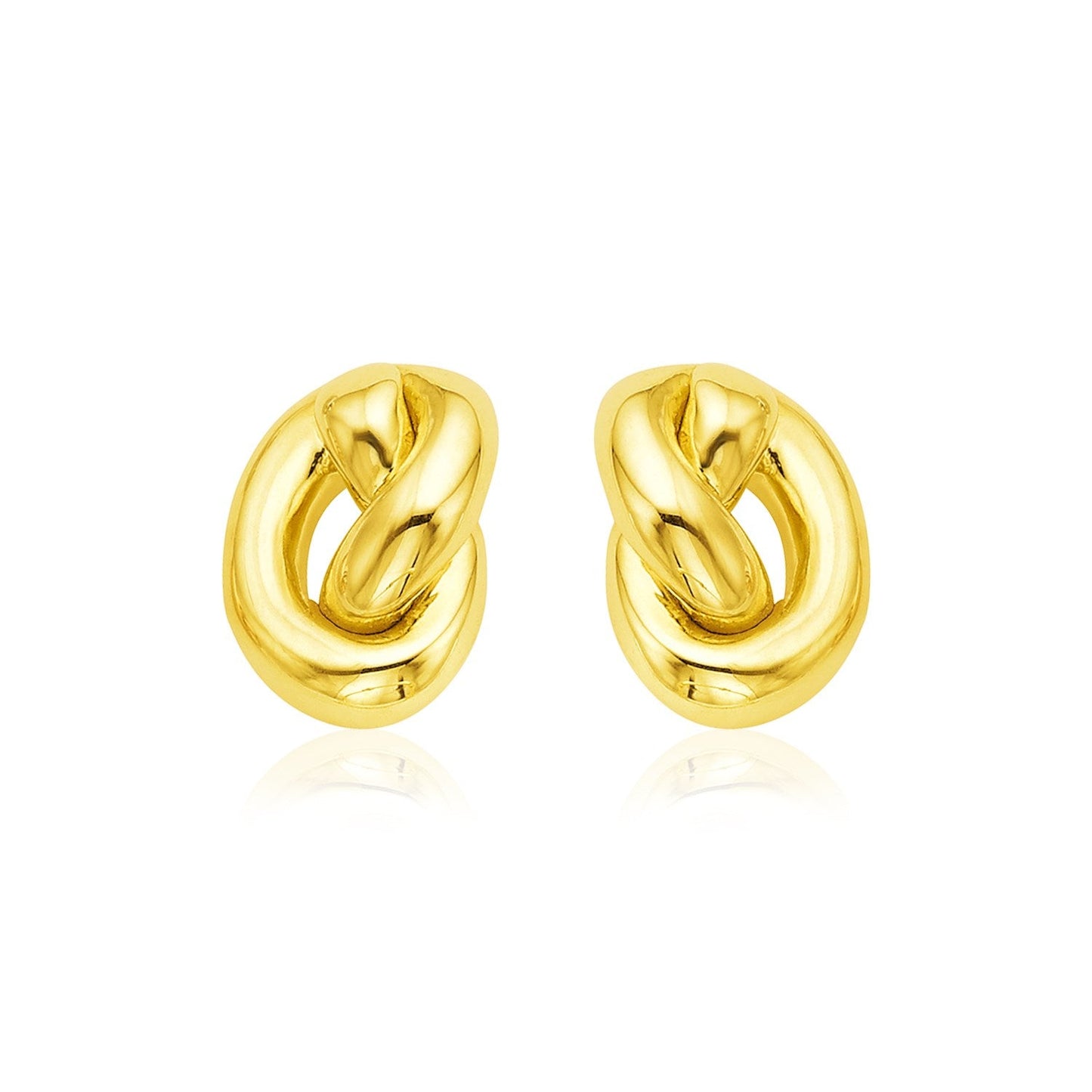 Pendientes de Nudo Pulido de Oro Amarillo de 14k