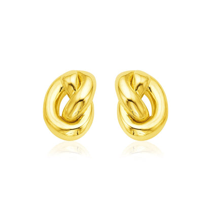 Pendientes de Nudo Pulido de Oro Amarillo de 14k
