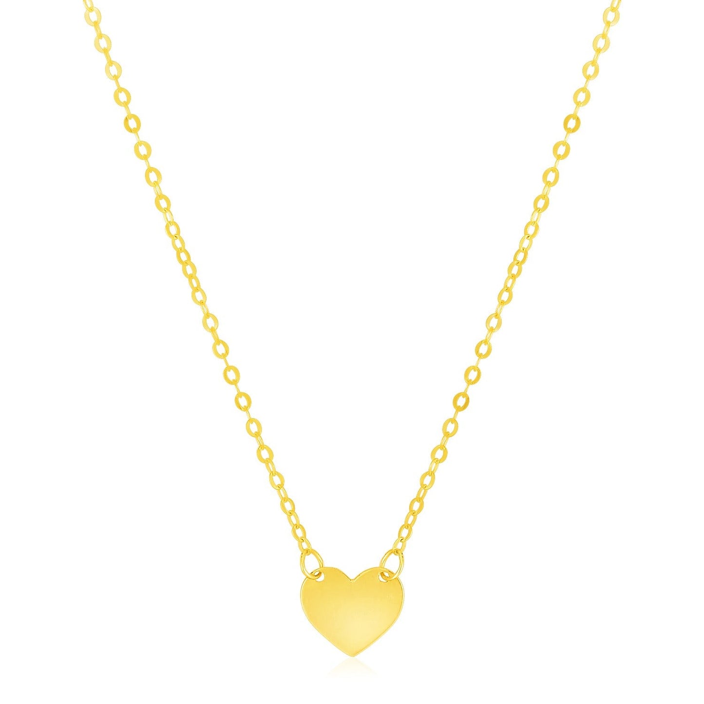 Collar de minicorazón pulido de oro amarillo de 14k
