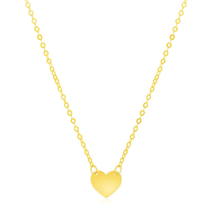 Collar de minicorazón pulido de oro amarillo de 14k