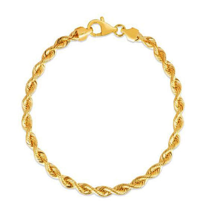 Pulsera Cadena de Soga de Seda en Oro Amarillo de 14k (4.30 mm)