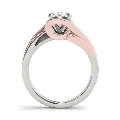 Anillo de compromiso de diamante de oro blanco y rosa de 14k con vástago tipo bypass (1 1/8 ct. p.t.)