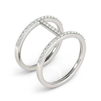 Anillo de diamantes estilo puente de doble banda de oro blanco de 14k (3/8 cttw)