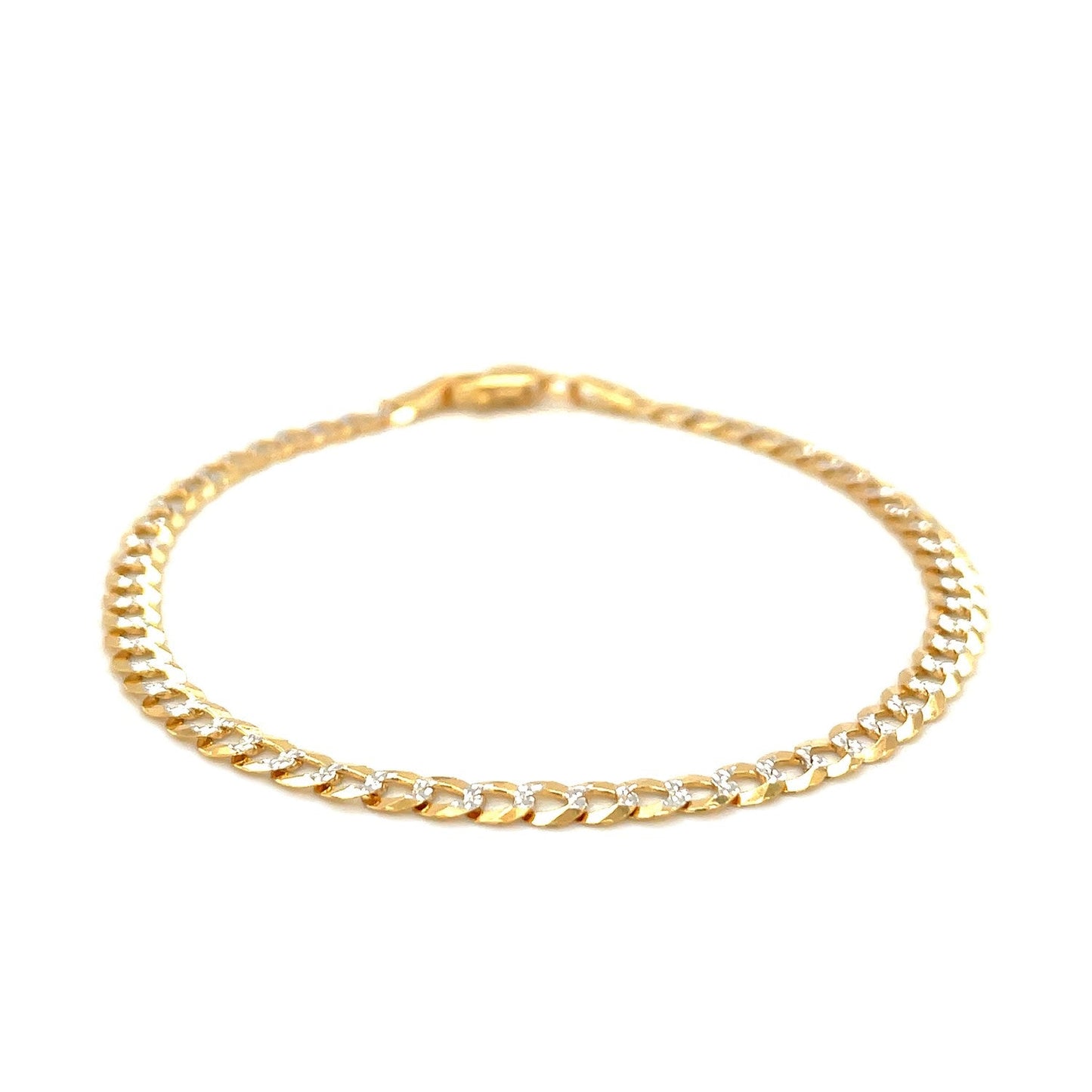 Pulsera de eslabones de 3,6mm de oro bicolor de 14k con pavé