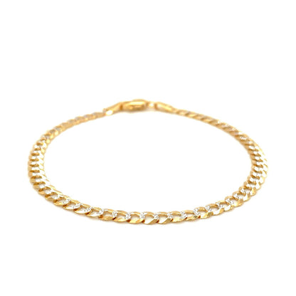 Pulsera de eslabones de 3,6mm de oro bicolor de 14k con pavé