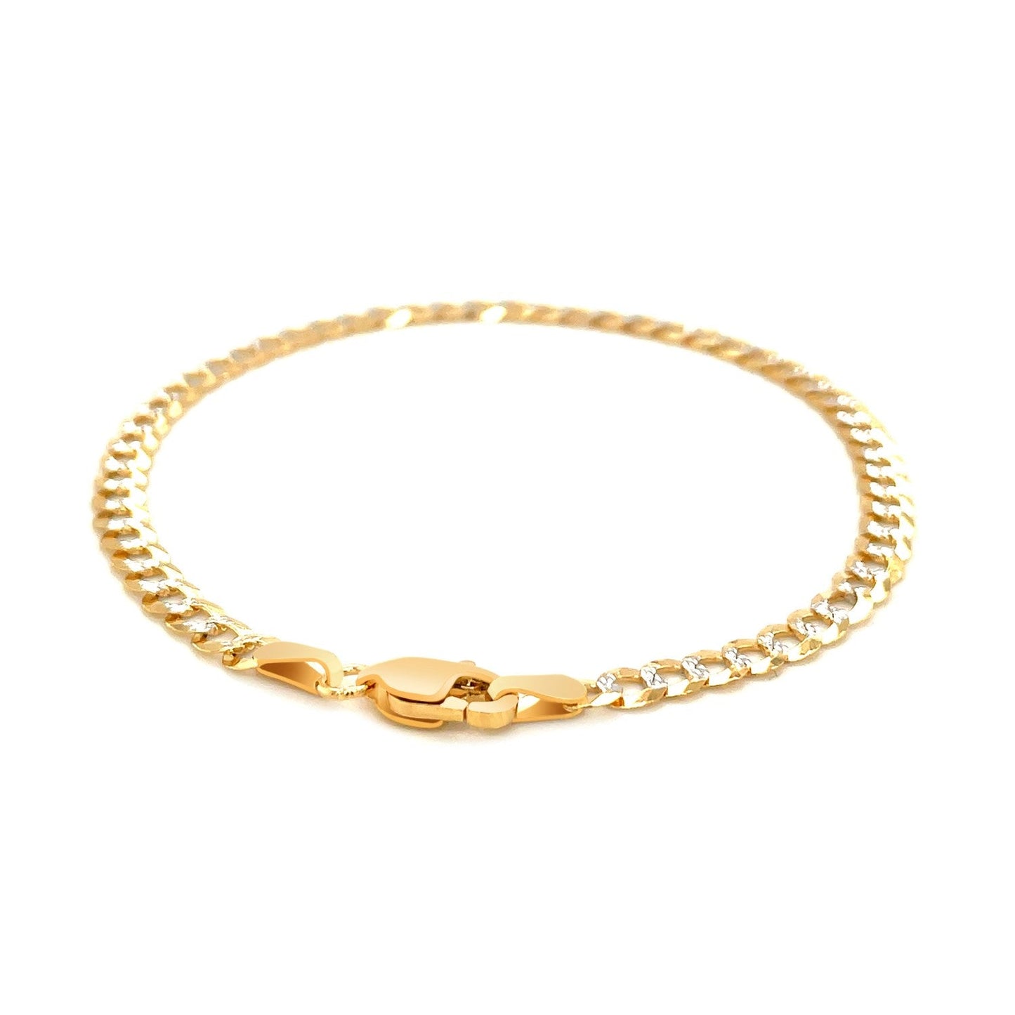 Pulsera de eslabones de 3,6mm de oro bicolor de 14k con pavé