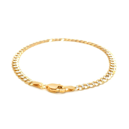 Pulsera de eslabones de 3,6mm de oro bicolor de 14k con pavé