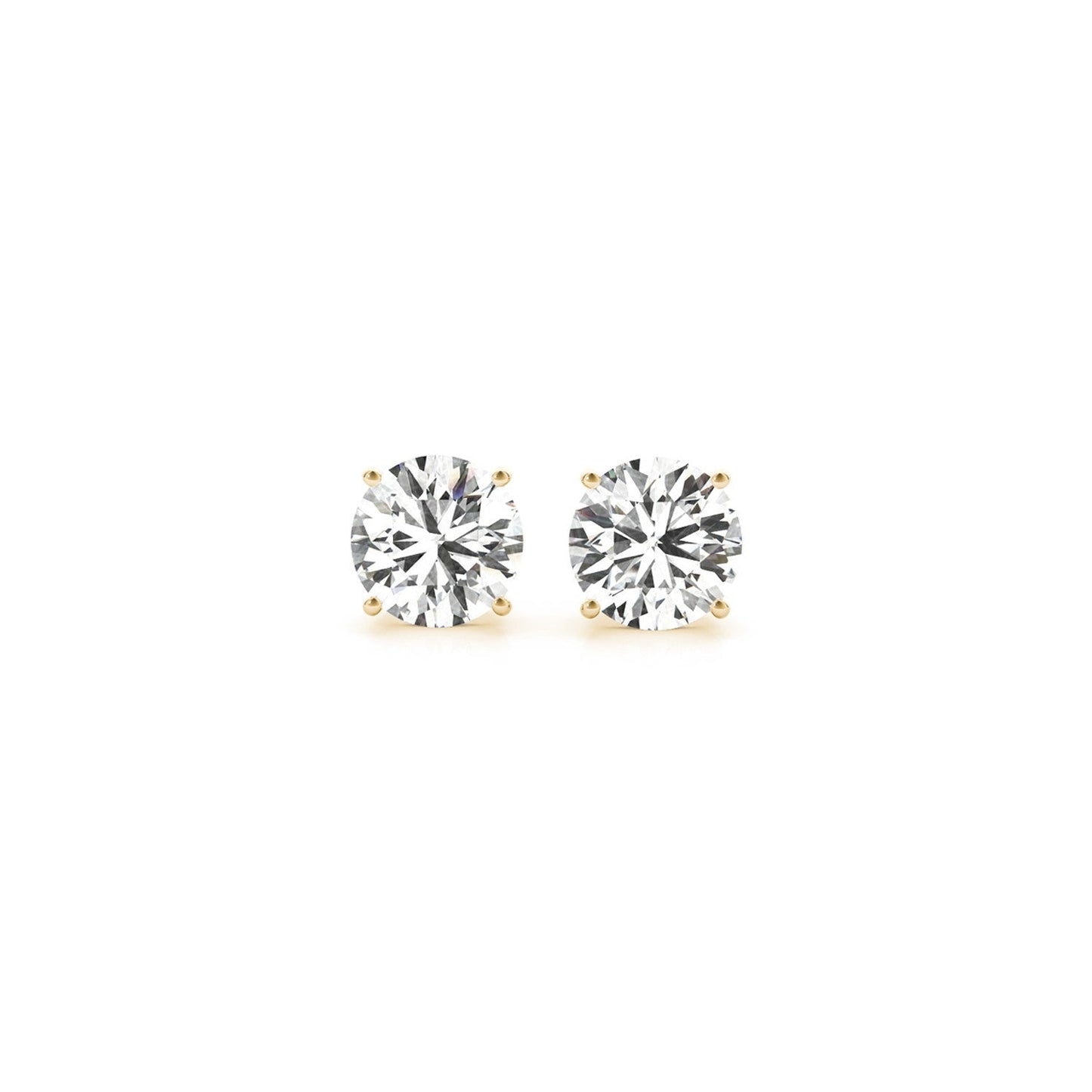 Aretes de oro amarillo de 14k con diamantes redondos cultivados en laboratorio IGI certificados de 1 1/2 cttw (G/VS2)