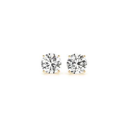 Aretes de oro amarillo de 14k con diamantes redondos cultivados en laboratorio IGI certificados de 1 1/2 cttw (G/VS2)