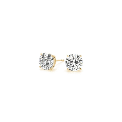 Aretes de oro amarillo de 14k con diamantes redondos cultivados en laboratorio IGI certificados de 1 1/2 cttw (G/VS2)