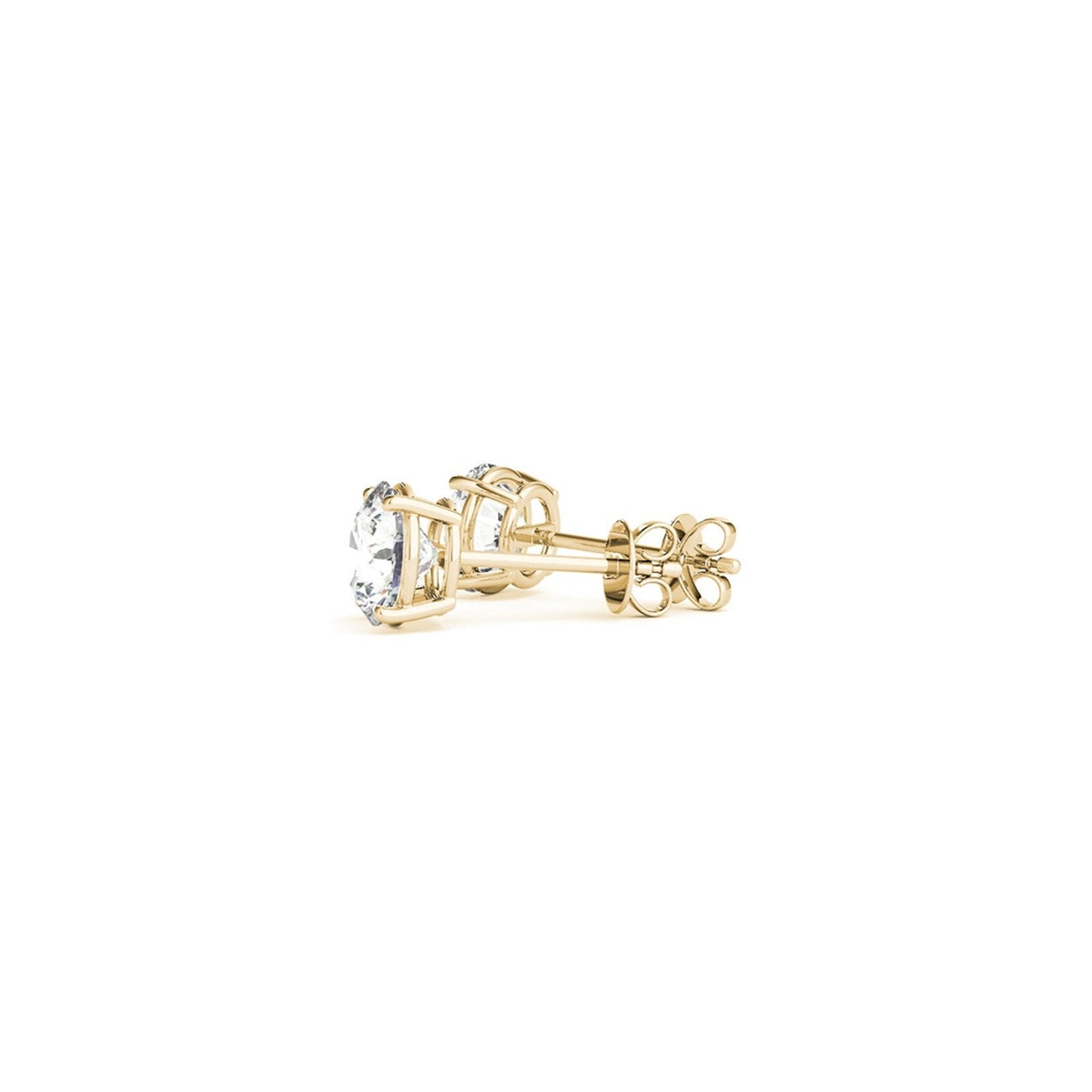 Aretes de oro amarillo de 14k con diamantes redondos cultivados en laboratorio IGI certificados de 1 1/2 cttw (G/VS2)