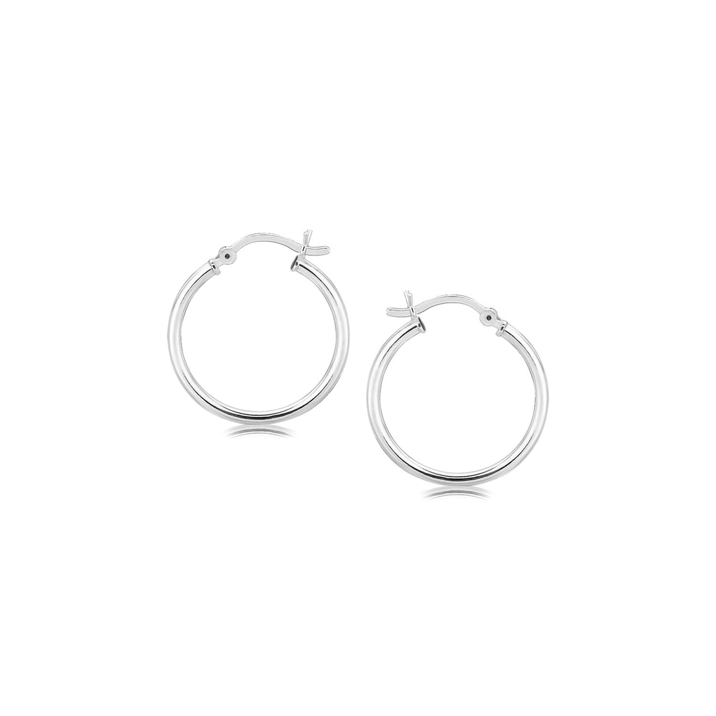 Pendientes de aro delgados de plata de ley pulida con baño de rodio (20 mm)