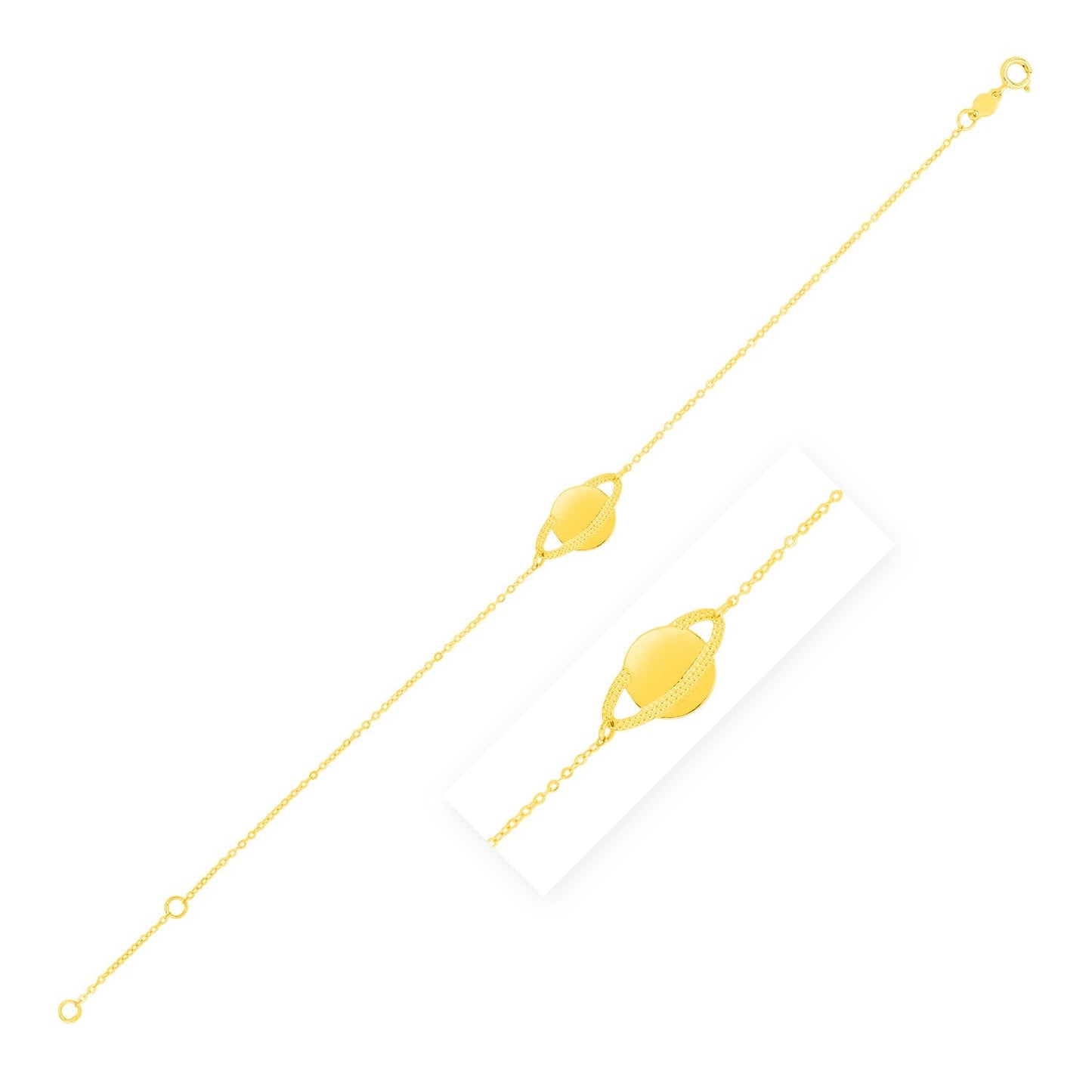 Pulsera Saturno de Oro Amarillo de 14K