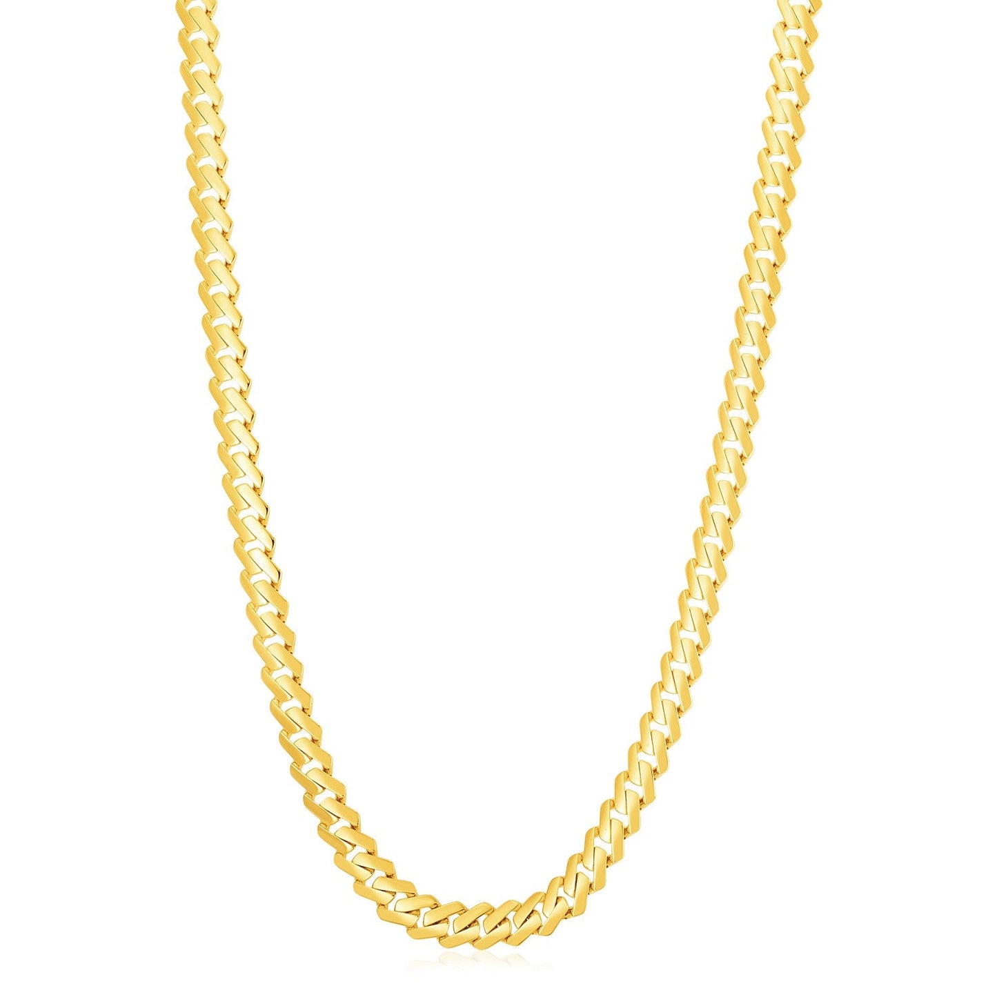 Cadena moderna de bordes ligeros de oro amarillo de 14k de alto brillo (8.0mm)