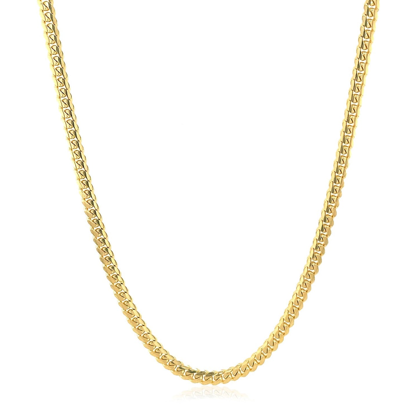 Cadena cubana clásica de oro amarillo de 14k macizo de 2.6mm