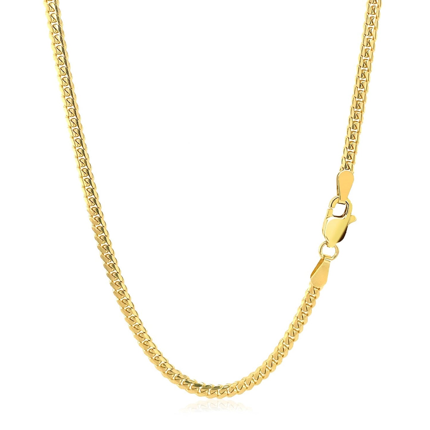 Cadena cubana clásica de oro amarillo de 14k macizo de 2.6mm