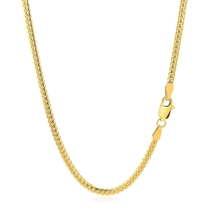 Cadena cubana clásica de oro amarillo de 14k macizo de 2.6mm