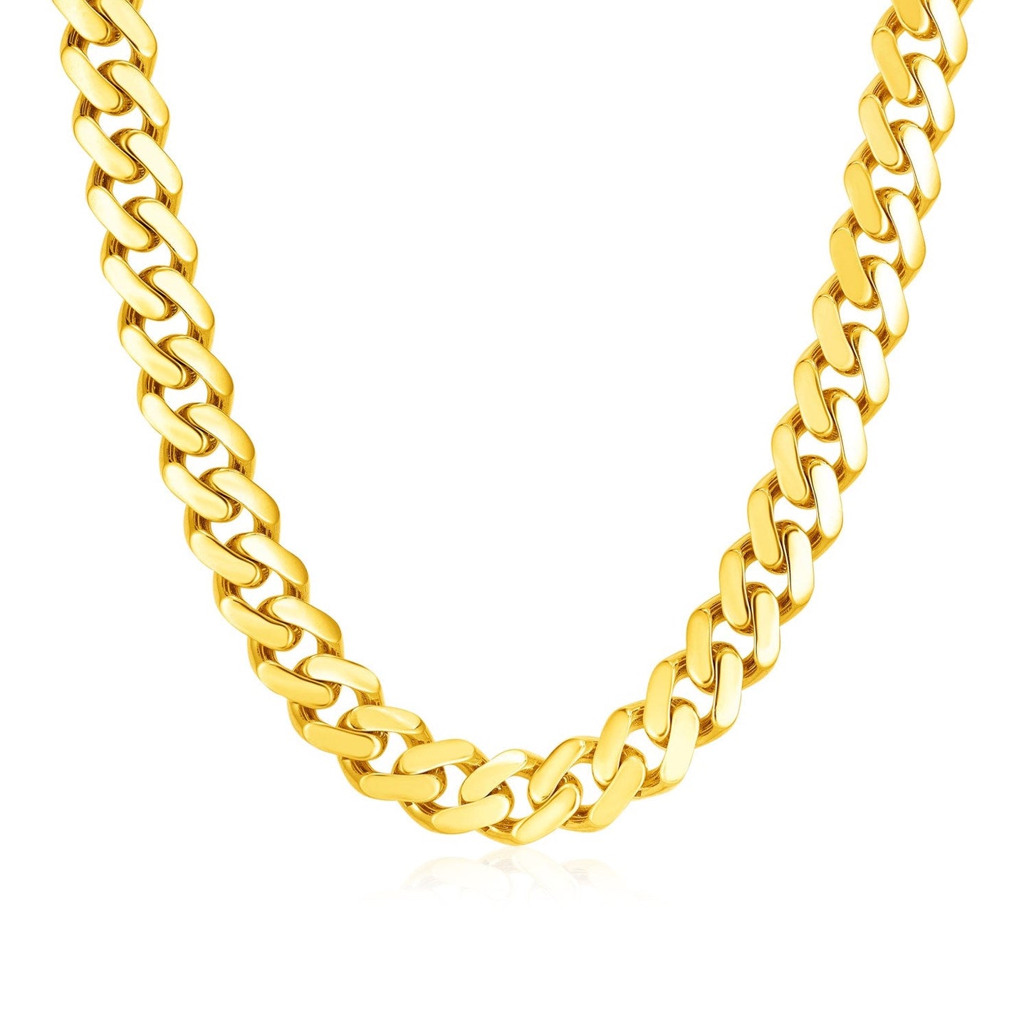 Cadena de oro amarillo de 14k pulida tipo cubana (Miami)
