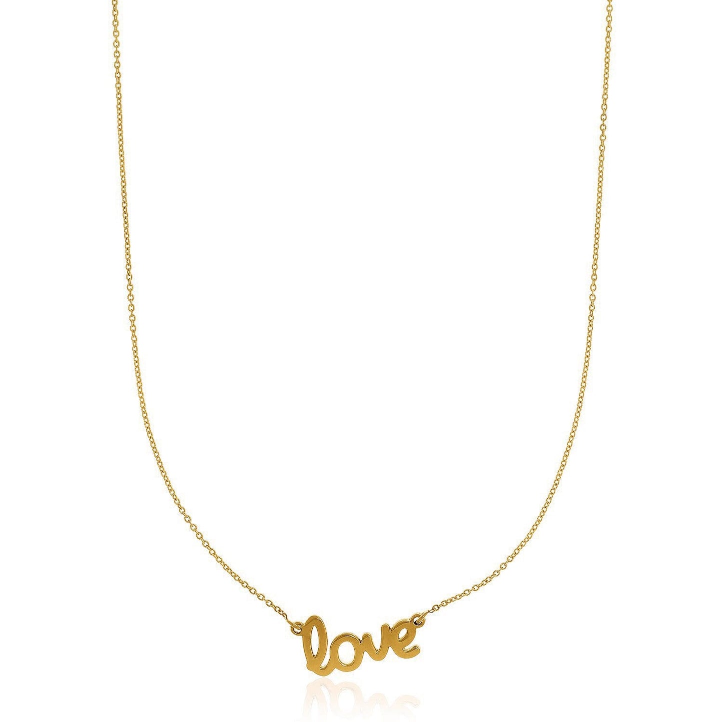 Collar de oro amarillo de 14k con el nombre LOVE