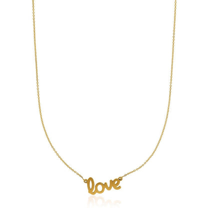 Collar de oro amarillo de 14k con el nombre LOVE