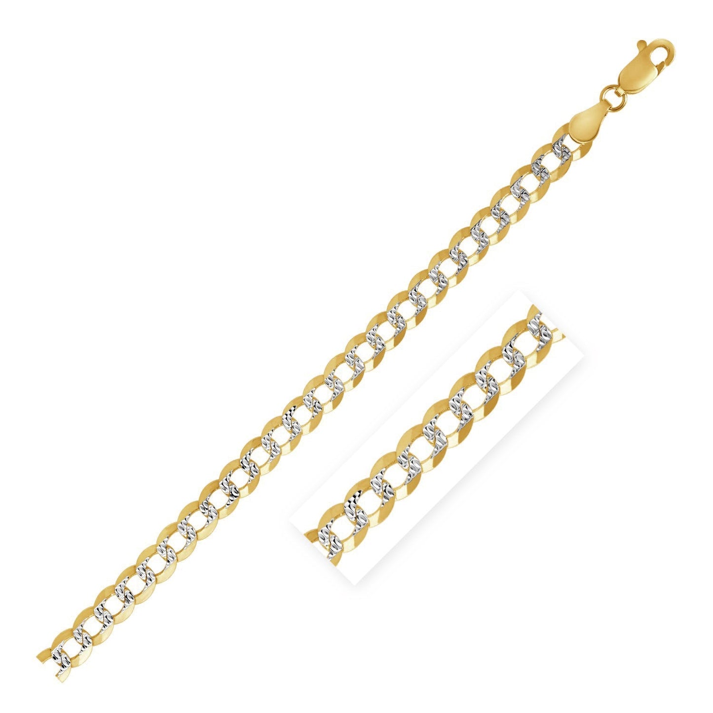 Cadena barbada Pave de oro de dos tonos de 14k y 3.2 mm