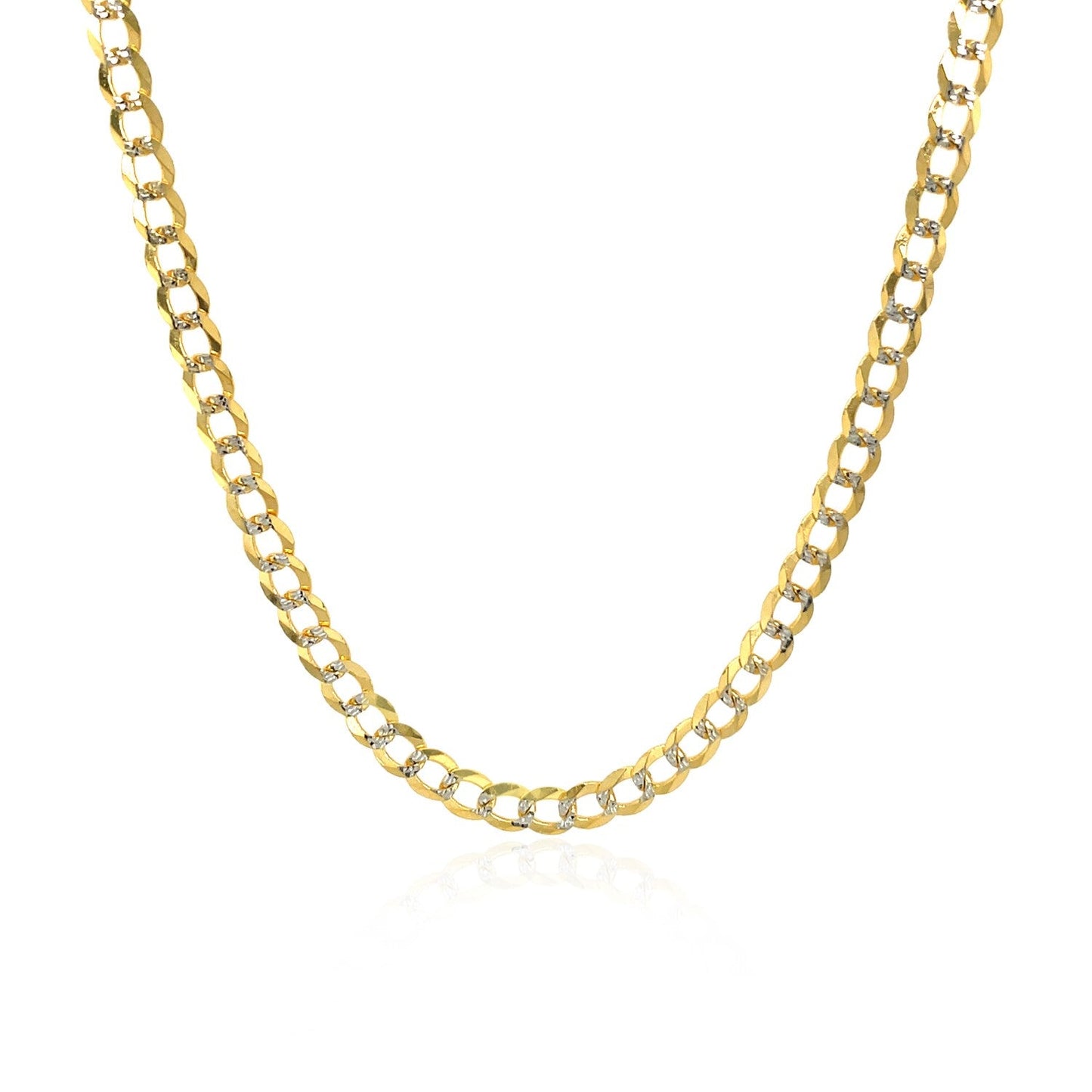 Cadena barbada Pave de oro de dos tonos de 14k y 3.2 mm