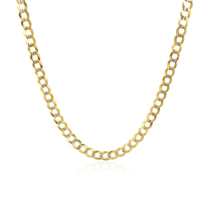 Cadena barbada Pave de oro de dos tonos de 14k y 3.2 mm