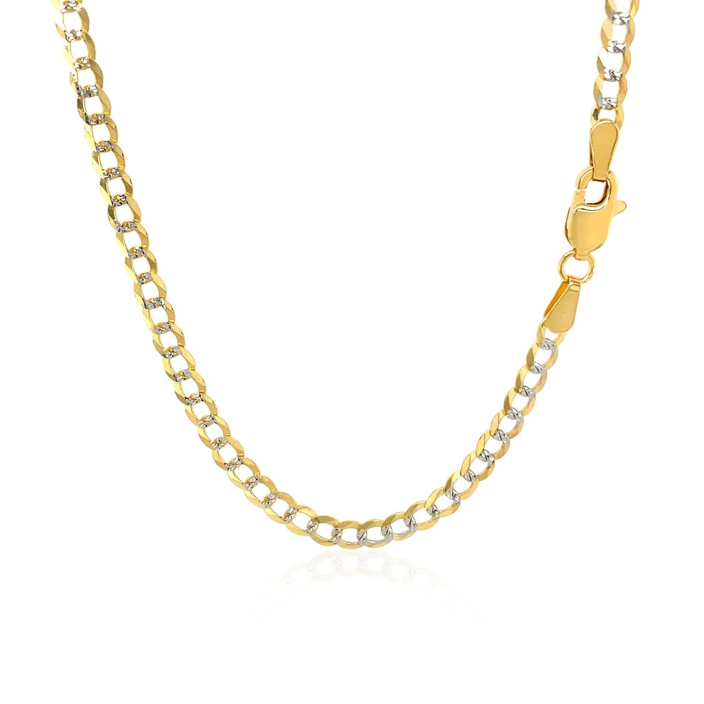 Cadena barbada Pave de oro de dos tonos de 14k y 3.2 mm