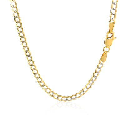 Cadena barbada Pave de oro de dos tonos de 14k y 3.2 mm