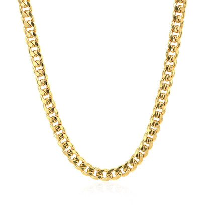 Cadena semimaciza cubana de Miami de oro amarillo de 14k y 4.5mm