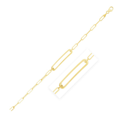 Pulsera de eslabones ovalados abierta y curvada de oro amarillo de 14 quilates de alto brillo