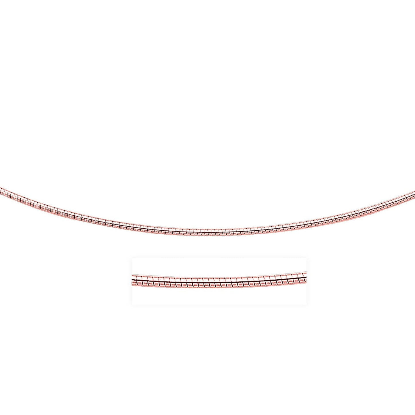 Cadena estilo Omega redonda de oro rosa de 14k
