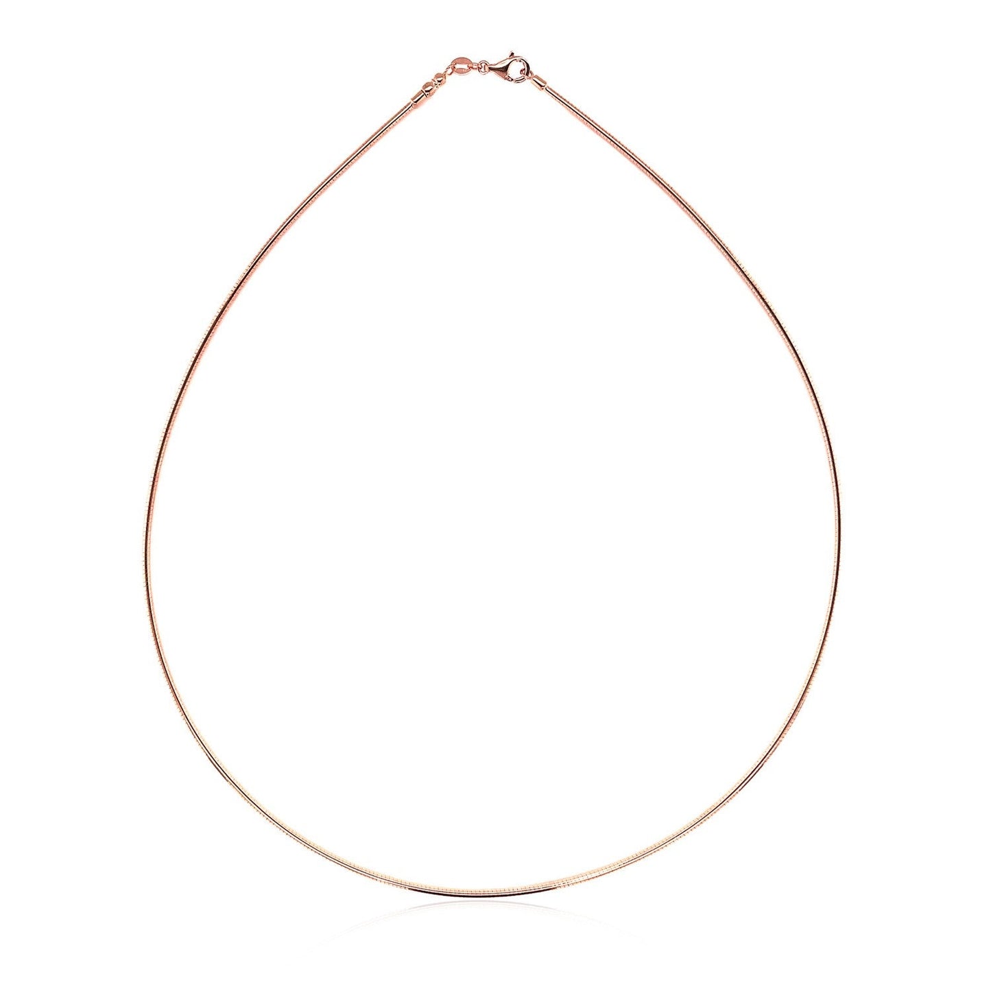 Cadena estilo Omega redonda de oro rosa de 14k