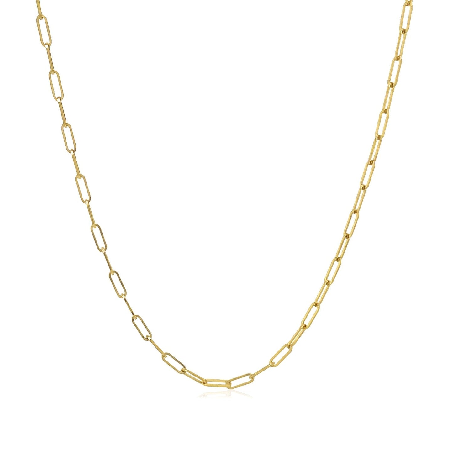 Cadena de eslabones ovalados finos de oro amarillo de 14K (1.5mm)