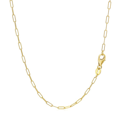 Cadena de eslabones ovalados finos de oro amarillo de 14K (1.5mm)