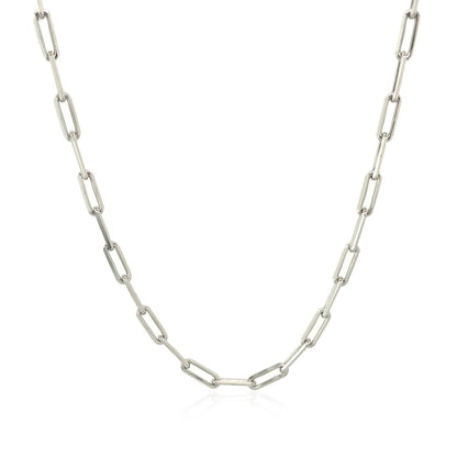 Cadena de eslabones ovalados de plata de ley con baño de rodio (2.5 mm)