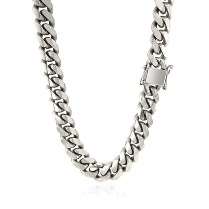 Cadena cubana Miami de plata de ley con baño de rodio de 9,8 mm