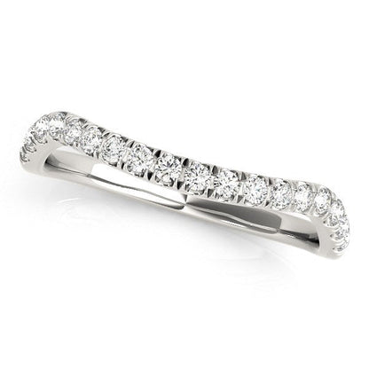 Anillo de boda con diamante de diseño curvo en oro blanco de 14k (1/4 quilates en total)