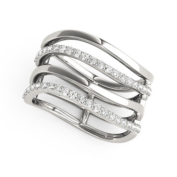 Anillo de oro blanco de 14k con diseño de bandas múltiples y diamantes (3/8 ct. p.a.)