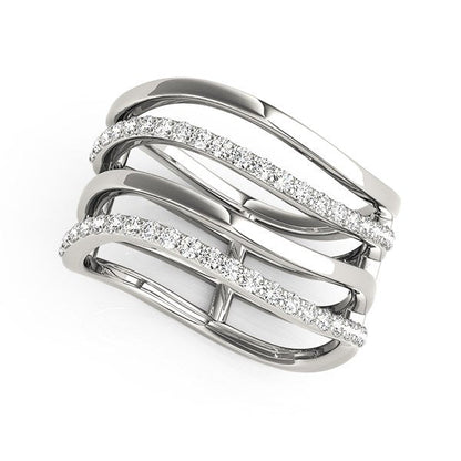 Anillo de oro blanco de 14k con diseño de bandas múltiples y diamantes (3/8 ct. p.a.)