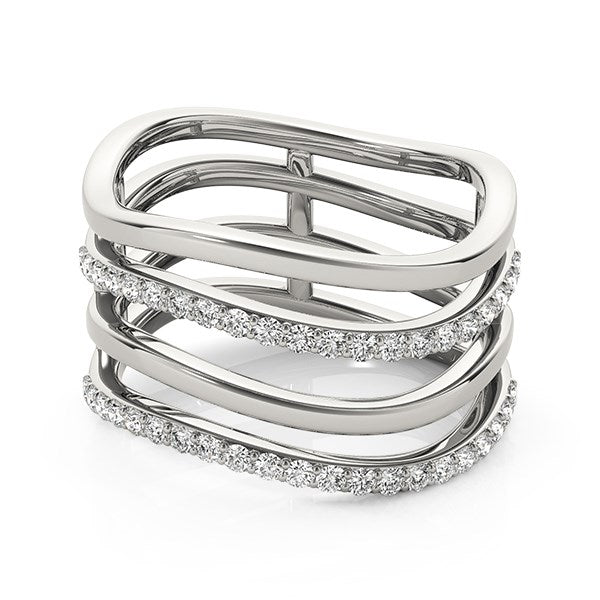 Anillo de oro blanco de 14k con diseño de bandas múltiples y diamantes (3/8 ct. p.a.)