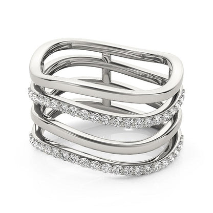 Anillo de oro blanco de 14k con diseño de bandas múltiples y diamantes (3/8 ct. p.a.)