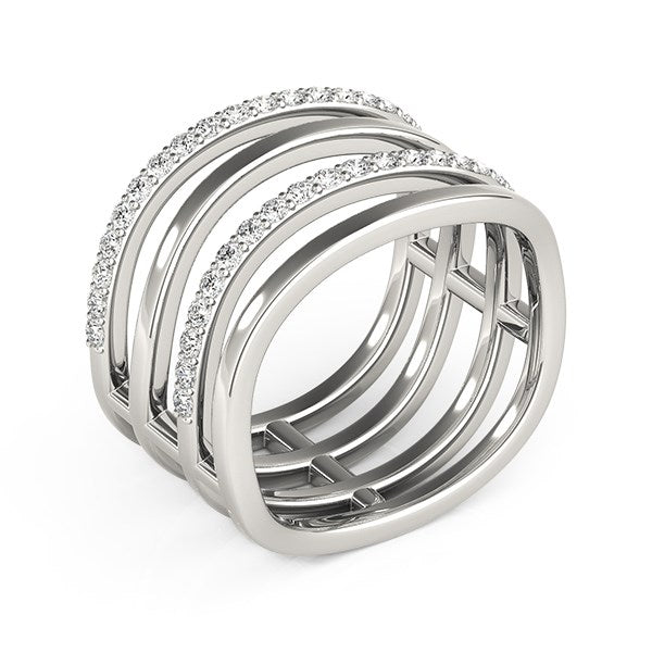 Anillo de oro blanco de 14k con diseño de bandas múltiples y diamantes (3/8 ct. p.a.)