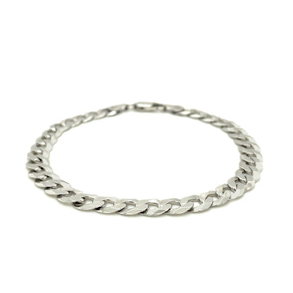 Pulsera de plata esterlina estilo barbada de 7.2 mm chapada en rodio