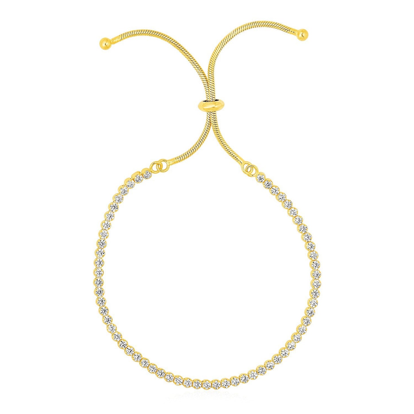 Pulsera ajustable estilo tenis con circonitas cúbicas en plata de ley