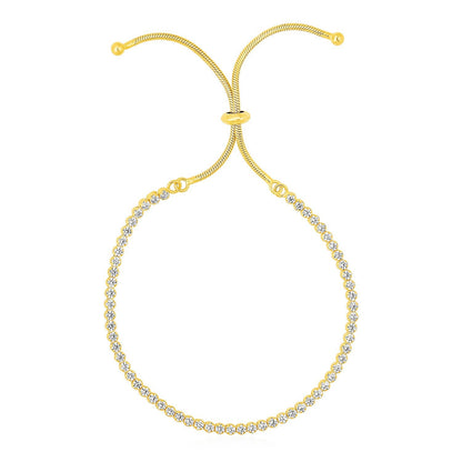 Pulsera ajustable estilo tenis con circonitas cúbicas en plata de ley